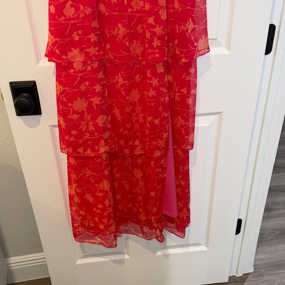 Amanda Uprichard Pink Floral Tiered Spaghetti-Strap Gown - Picture 6 of 14